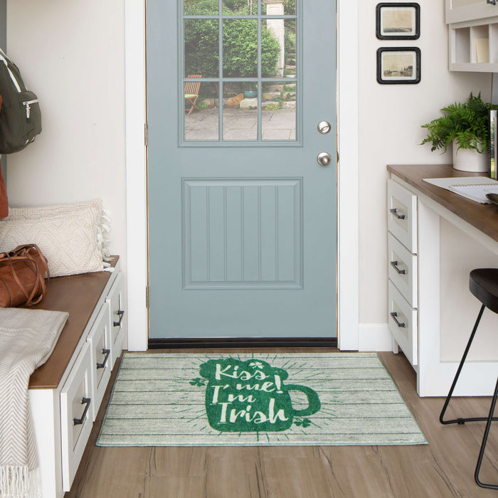 Kiss Me I'm Irish Green Accent Rug