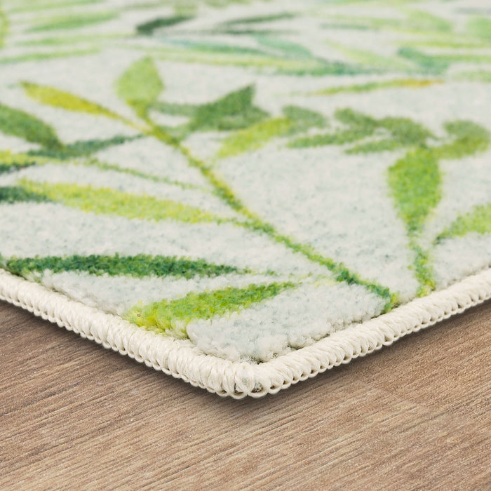 Leaf Fronds White & Green Accent Rug