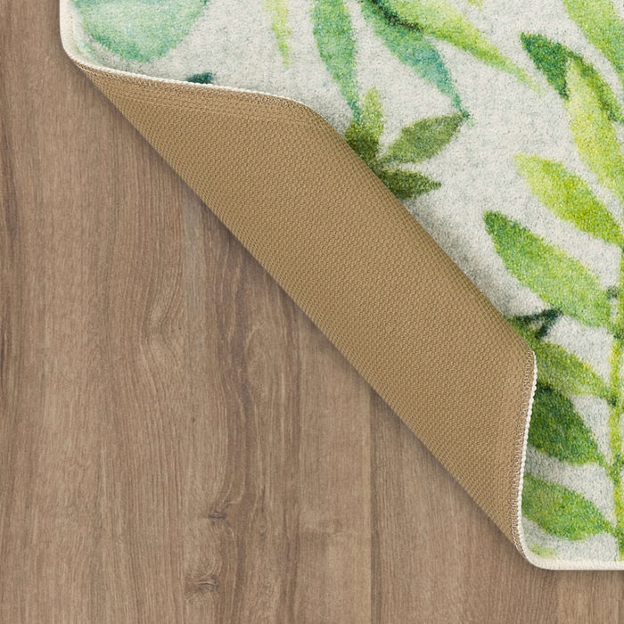 Leaf Fronds White & Green Accent Rug