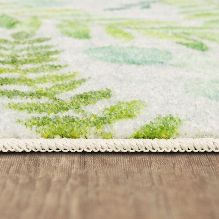 Leaf Fronds White & Green Accent Rug