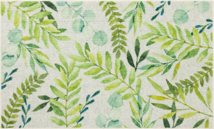Leaf Fronds White & Green Accent Rug
