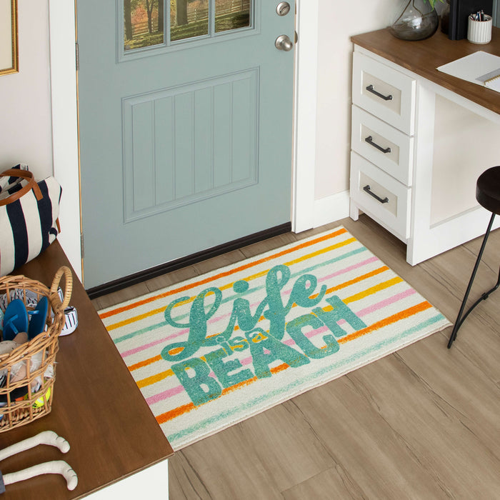 Life is a Beach Multicolor Accent Rug
