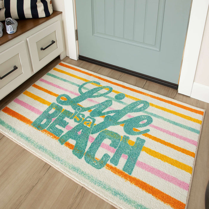 Life is a Beach Multicolor Accent Rug