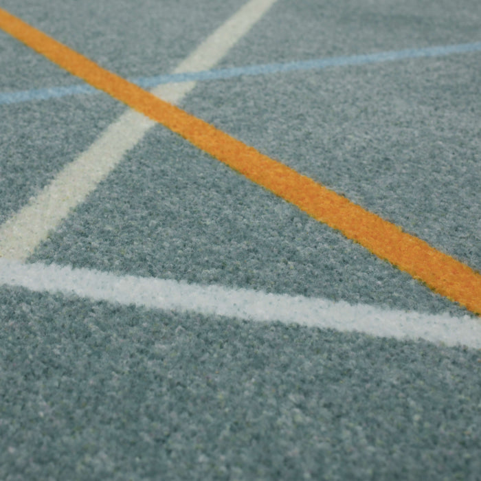 Technicolor Lines Grey Area Rug