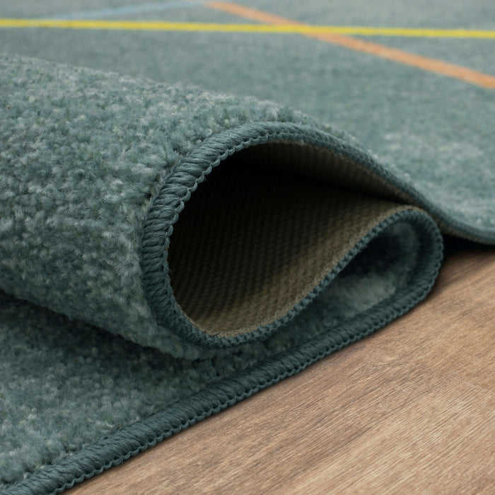 Technicolor Lines Grey Area Rug