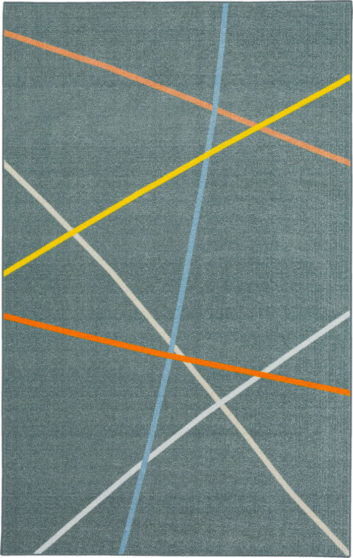 Technicolor Lines Grey Area Rug