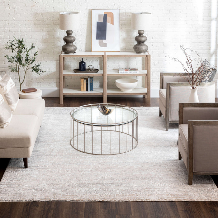 Karastan Solitude Mandawa Cream Dark Grey Area Rug