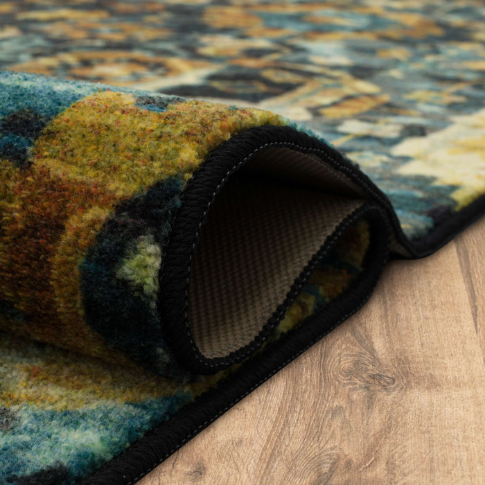 Technicolor Conley Blue & Brown Area Rug
