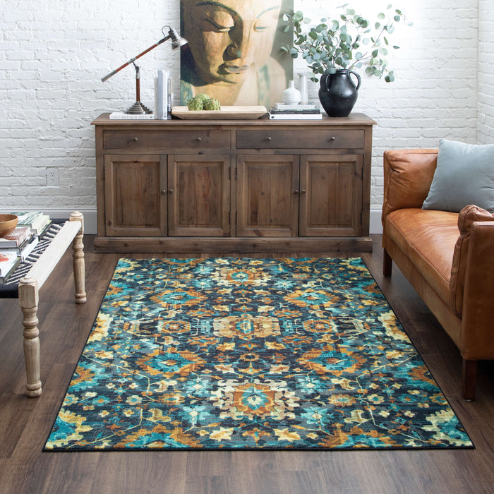 Technicolor Conley Blue & Brown Area Rug