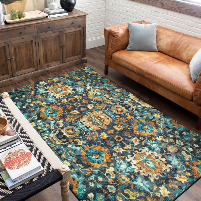 Technicolor Conley Blue & Brown Area Rug