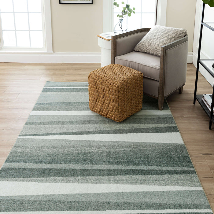 Technicolor Sunset Stripe Grey Area Rug