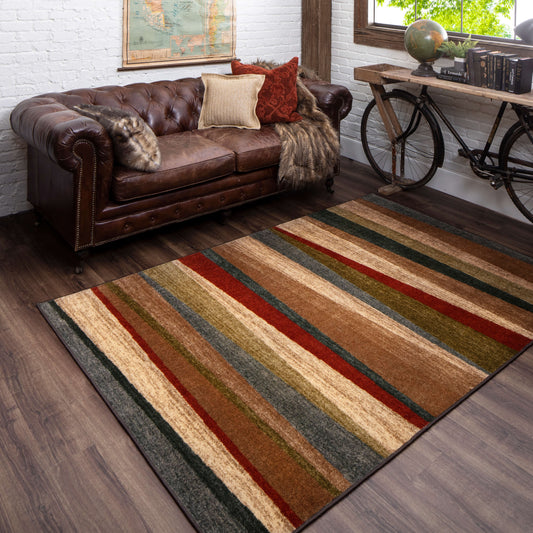 Marina Sunset Brown & Red Area Rug