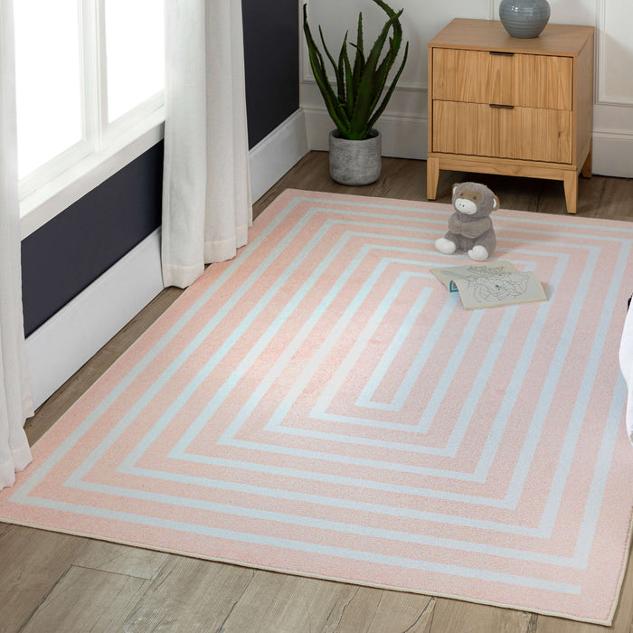 Technicolor Labyrinth Pink Area Rug