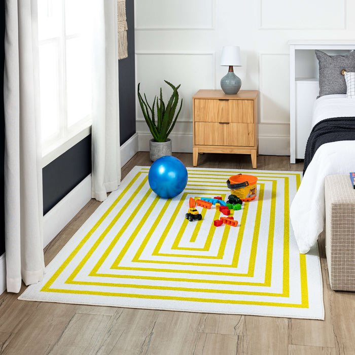 Technicolor Labyrinth Yellow Area Rug