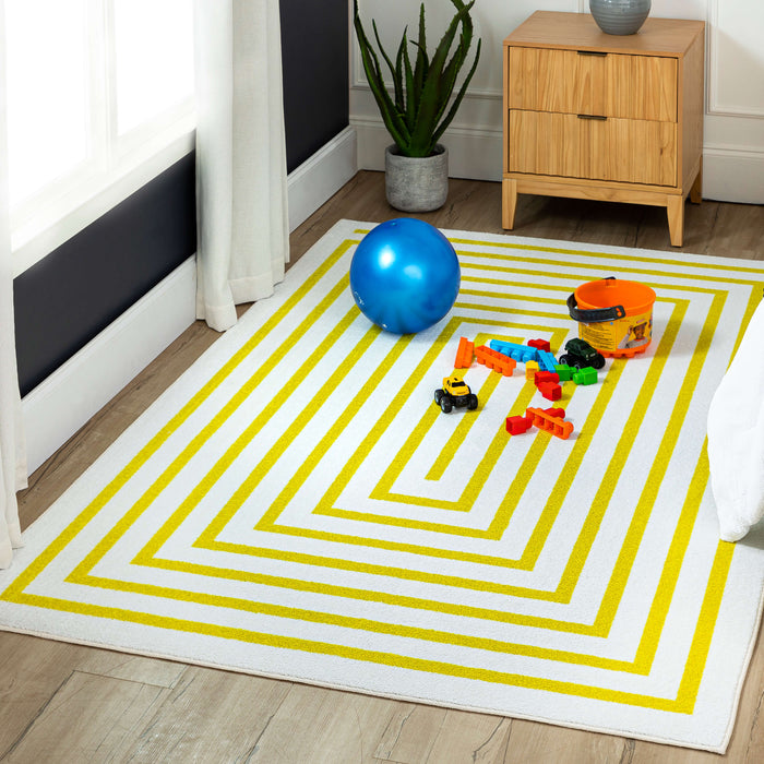 Technicolor Labyrinth Yellow Area Rug