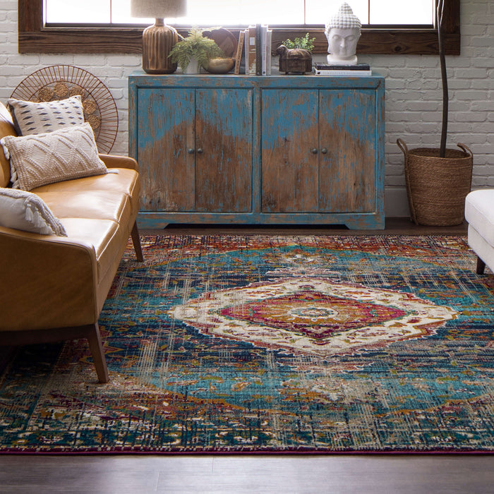 Karastan Meraki Solace Peacock Area Rug