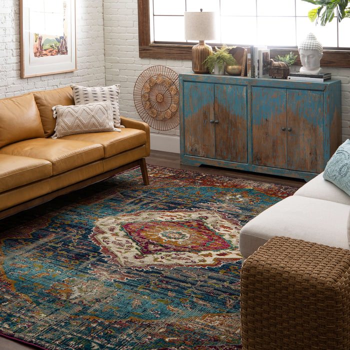 Karastan Meraki Solace Peacock Area Rug