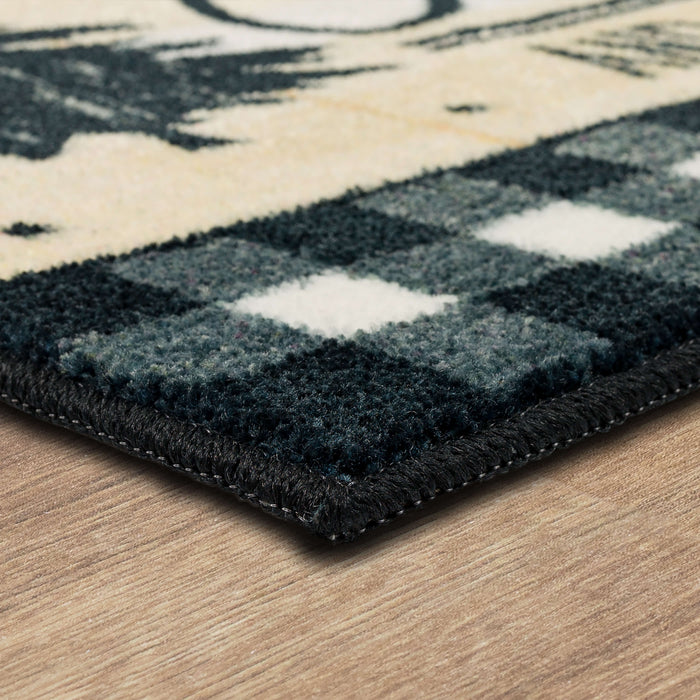 Gingham Christmas Black Accent Rug