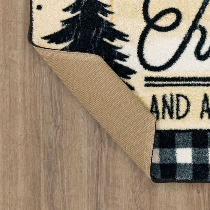 Gingham Christmas Black Accent Rug