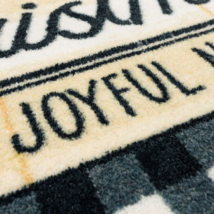 Gingham Christmas Black Accent Rug