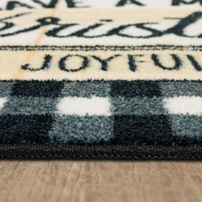Gingham Christmas Black Accent Rug
