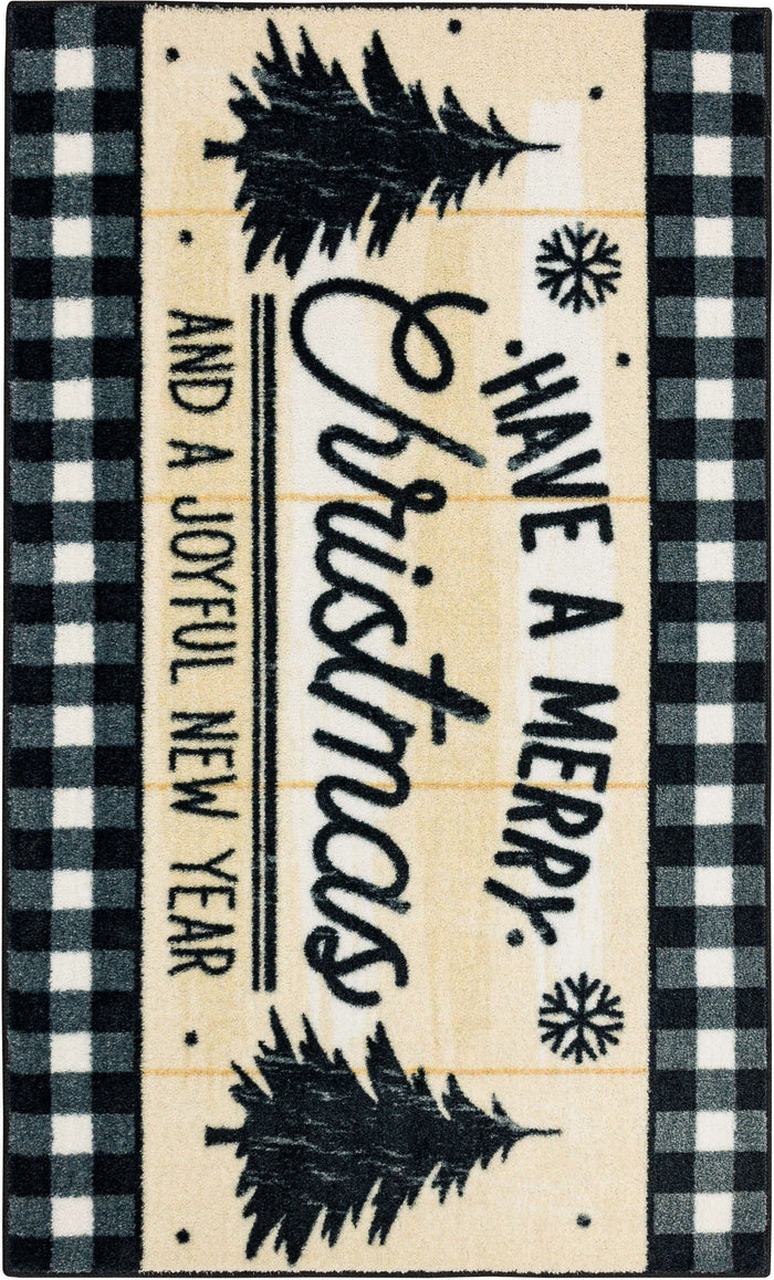 Gingham Christmas Black Accent Rug