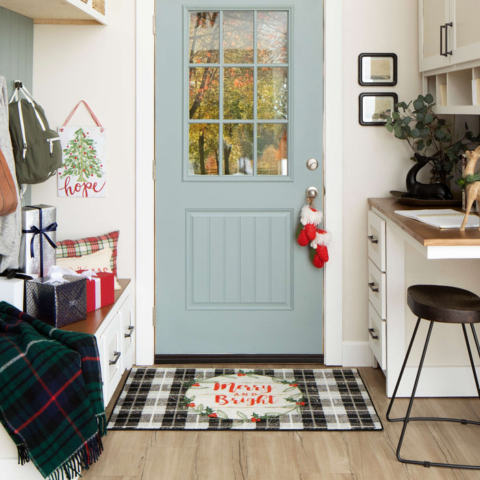 Merry And Bright Black Plaid Accent Rug
