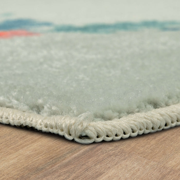 Elephant Milestone White & Blue Accent Rug