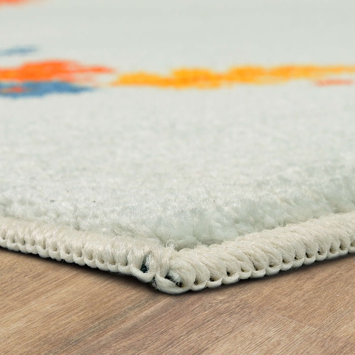 Lion Milestone White & Orange Accent Rug