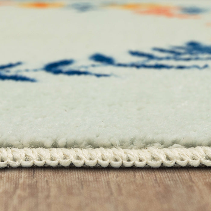 Lion Milestone White & Orange Accent Rug