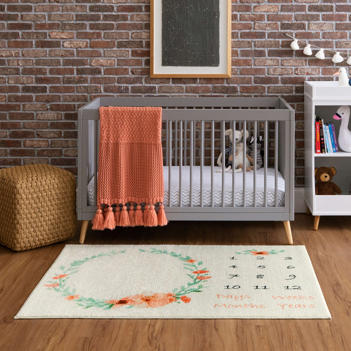 Floral Milestone Pink Accent Rug