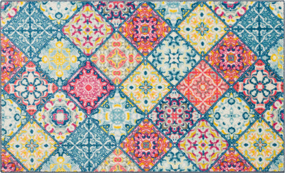 Floral Tile Multicolor Accent Rug