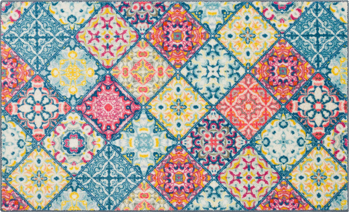 Floral Tile Multicolor Accent Rug