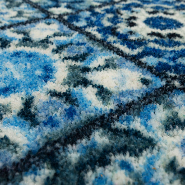 Floral Tile Blue & Whtie Accent Rug