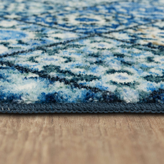 Floral Tile Blue & Whtie Accent Rug
