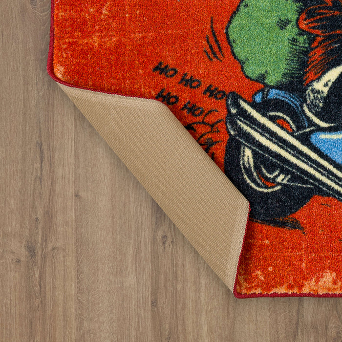 Motorcycle Santa Red Accent Rug