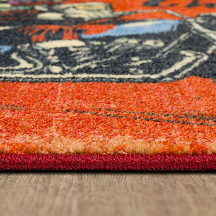 Motorcycle Santa Red Accent Rug