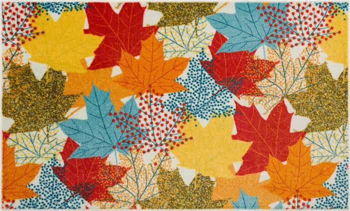 Multi Color Leaves Accent Rug