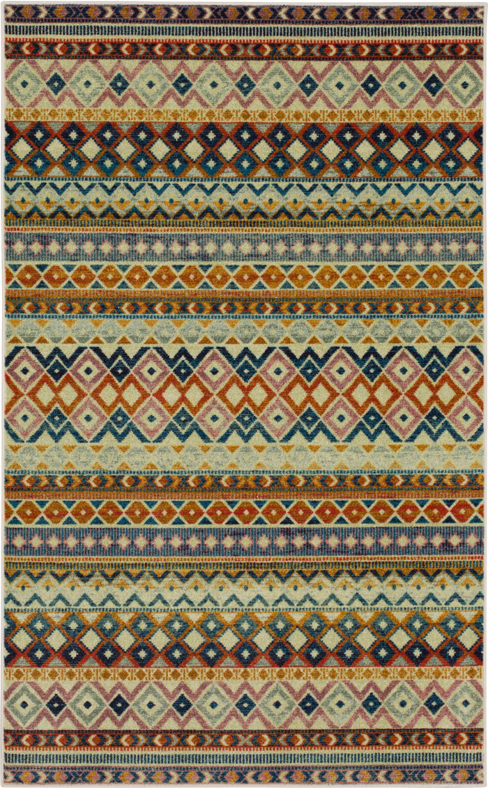 Technicolor Miguel White & Gold Area Rug