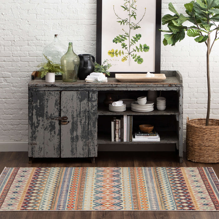 Technicolor Miguel White & Gold Area Rug