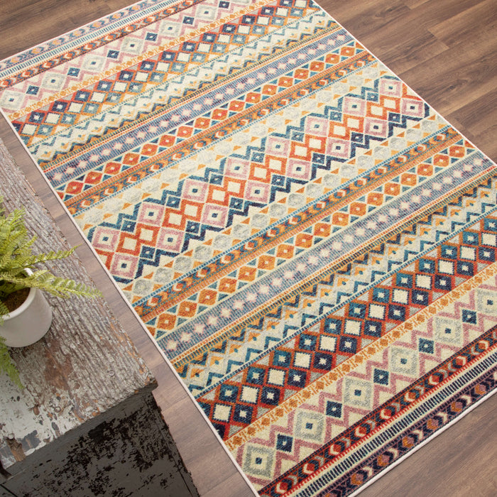 Technicolor Miguel White & Gold Area Rug