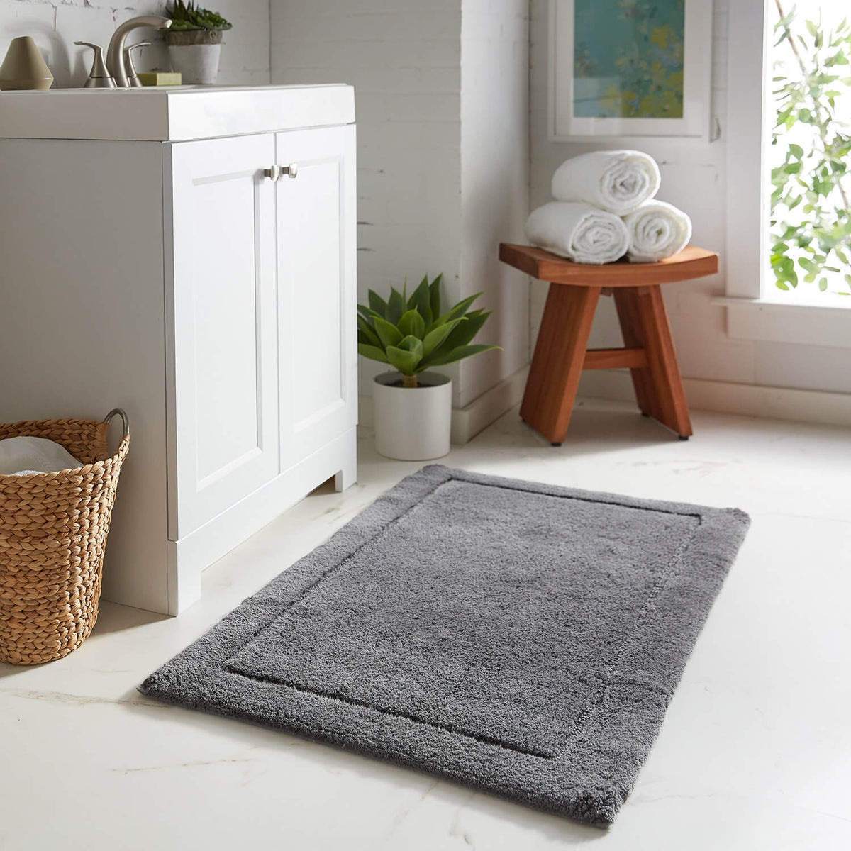 Gray bath cheap mat set