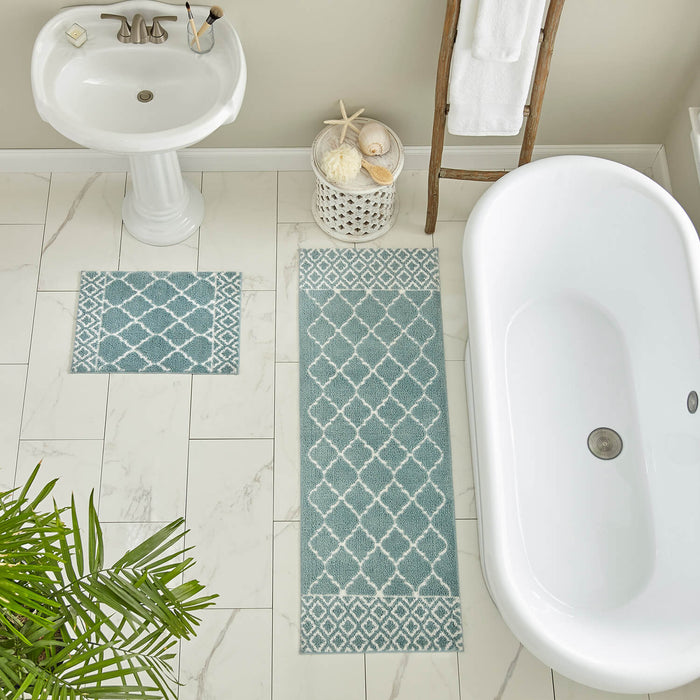 Compass Newport Blue & Green Bath Mat – Covered By Rugs