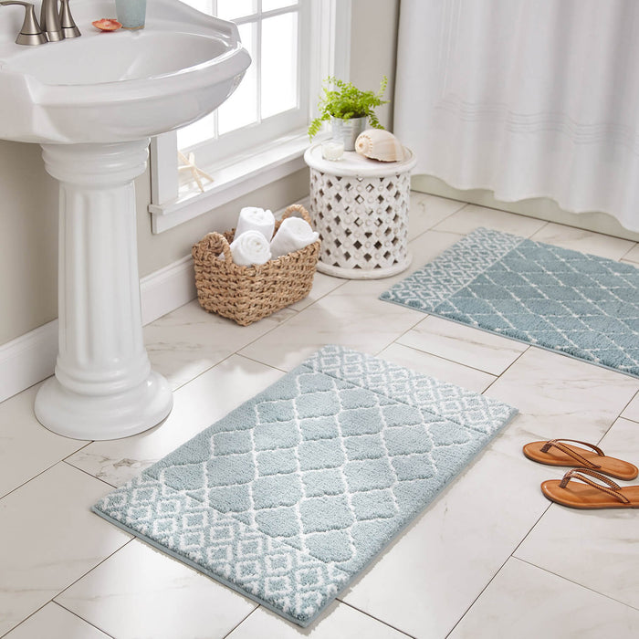 Compass Newport Blue & Green Bath Mat – Covered By Rugs