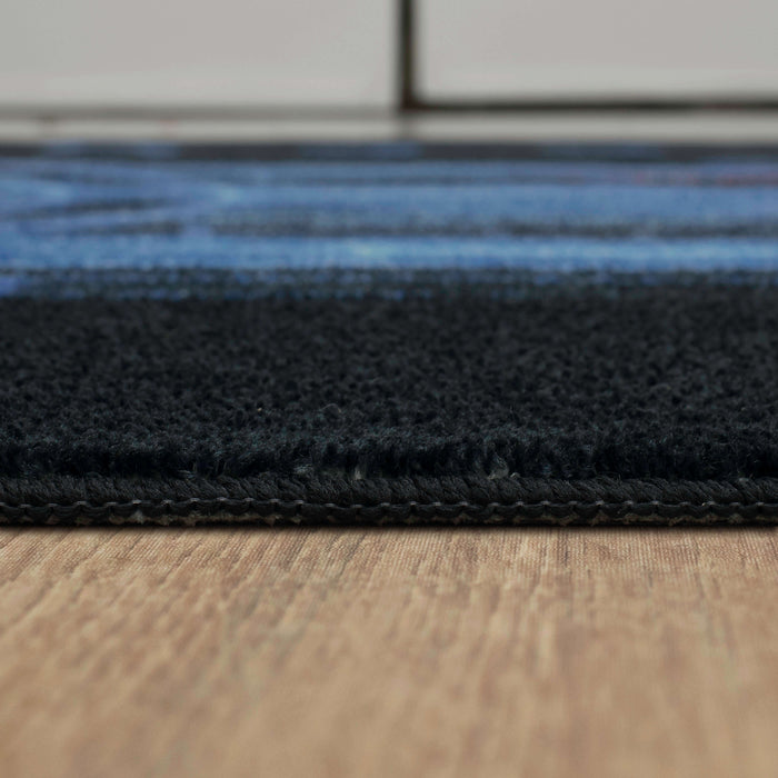 Technicolor Speed Black Area Rug
