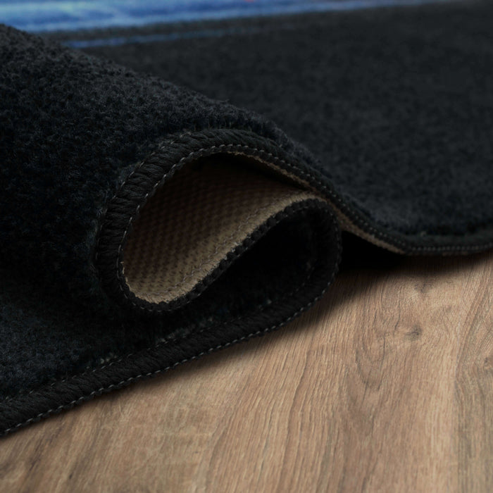 Technicolor Speed Black Area Rug