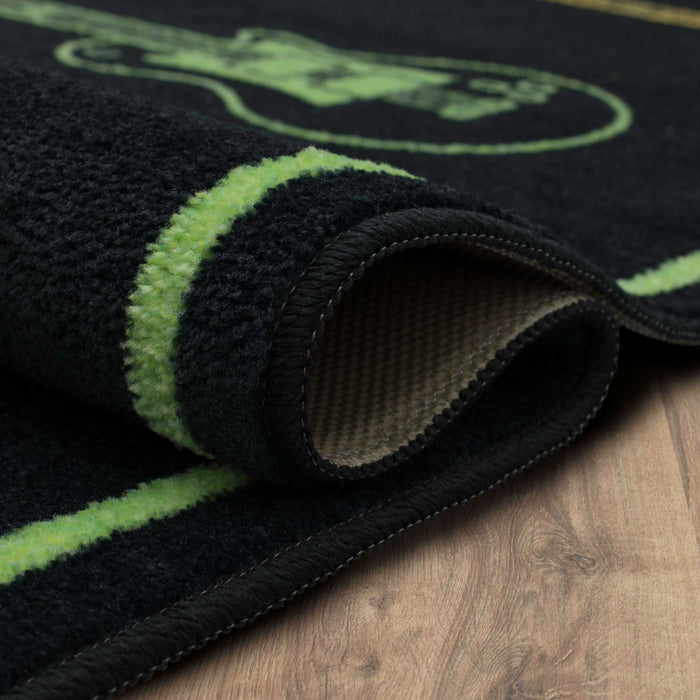 Technicolor Neon Guitars Black Area Rug