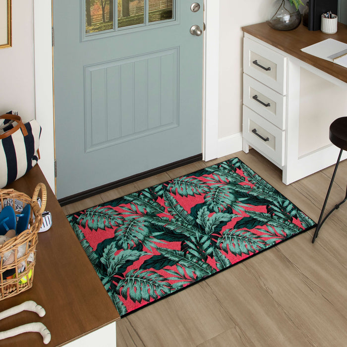 Palm Tree Hot Pink & Green Accent Rug