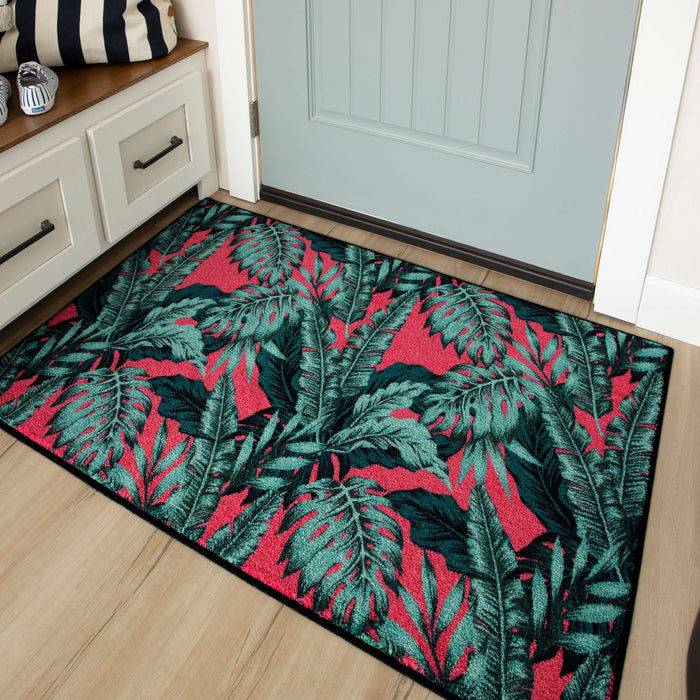 Palm Tree Hot Pink & Green Accent Rug