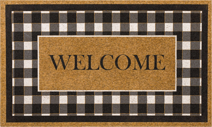 Fall Check Welcome Brown Mat
